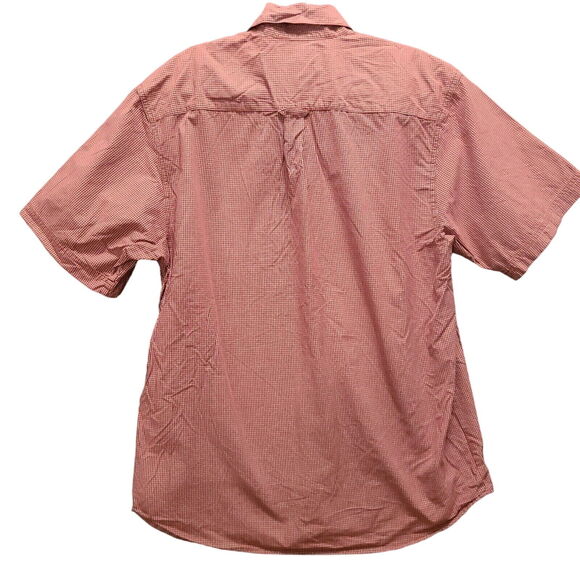 Columbia Mens Button Up Shirt Red Size Medium 100% Cotton Plaid Short Sleeve - Picture 2 of 12